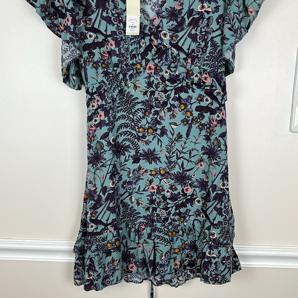 NWT Miami Francesca’s Harvey A6 Teal Ruffled Floral Dress, Size Small - Picture 4 of 13